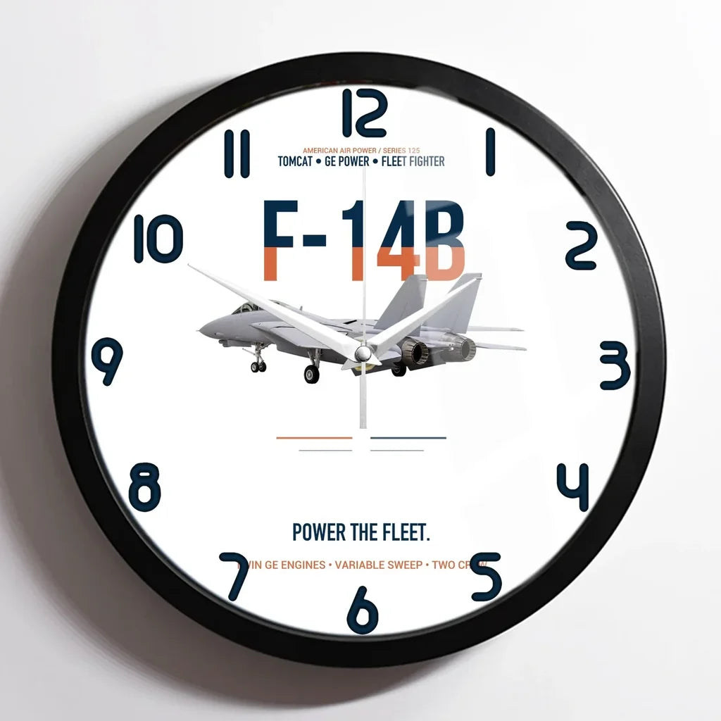 F-14B Tomcat Power The Fleet design on white framed wall clock