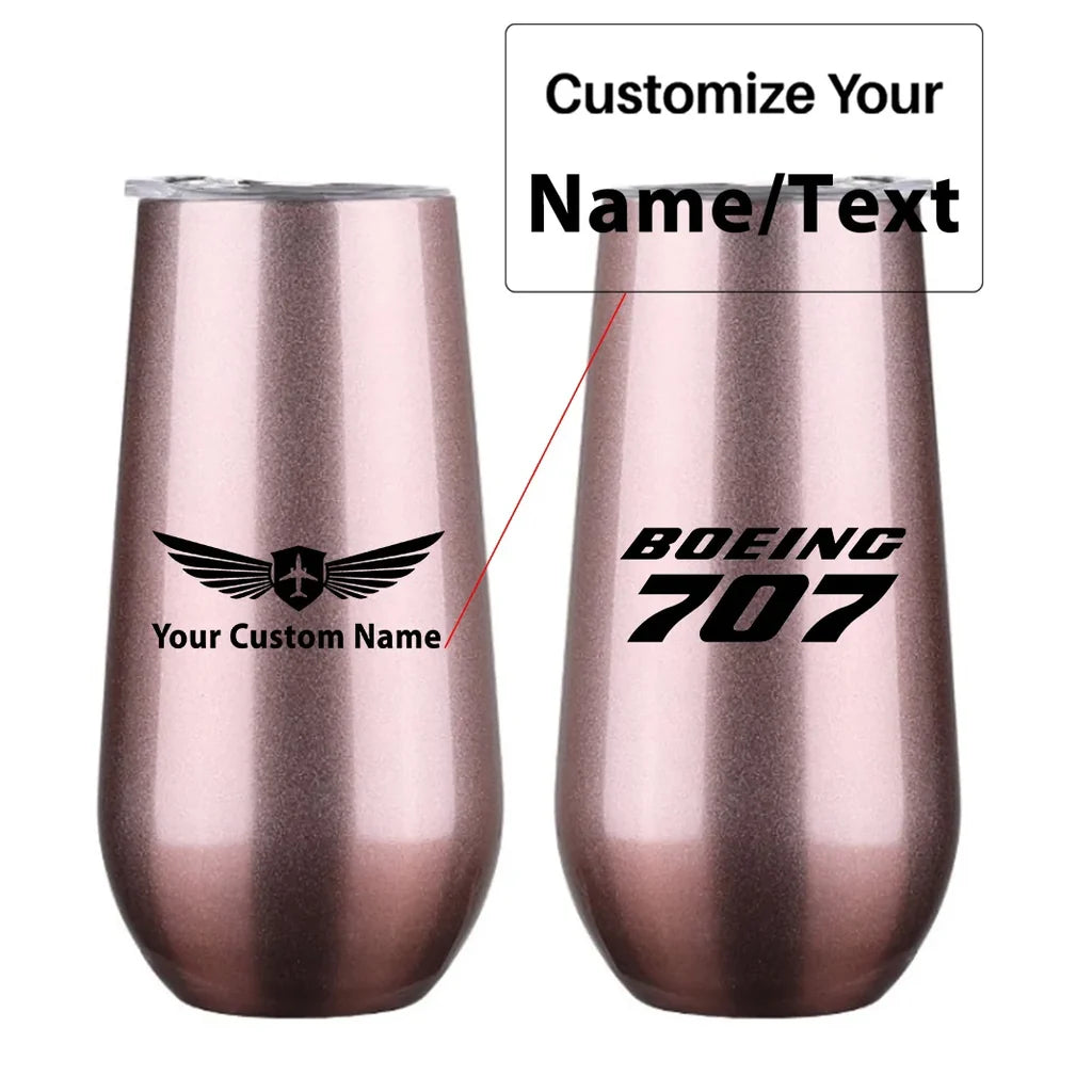 Boeing 707 & Text 6oz Egg aviation design on 6oz egg cup, compact 6oz ceramic.