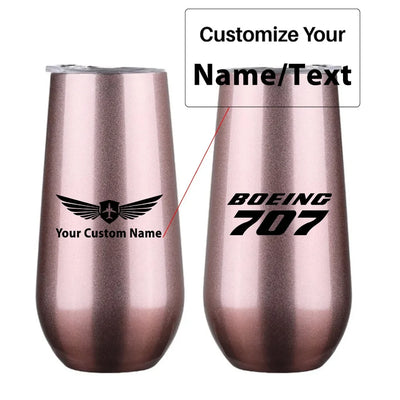 Boeing 707 & Text 6oz Egg aviation design on 6oz egg cup, compact 6oz ceramic.