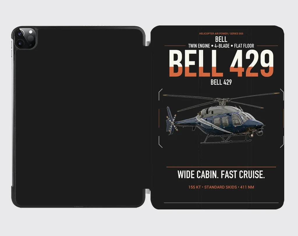 Bell 429 design on black ipad tablet case