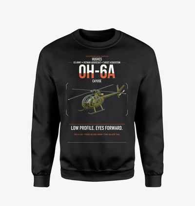 Hughes OH-6A Cayuse design on black sweatshirt
