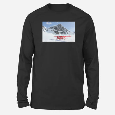 Amazing Snow Airplane Long-Sleeve aviation design printed on soft cotton long-sleeve T-shirt.