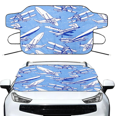 Retro & Vintage Airplanes Car aviation design on car windshield cover.