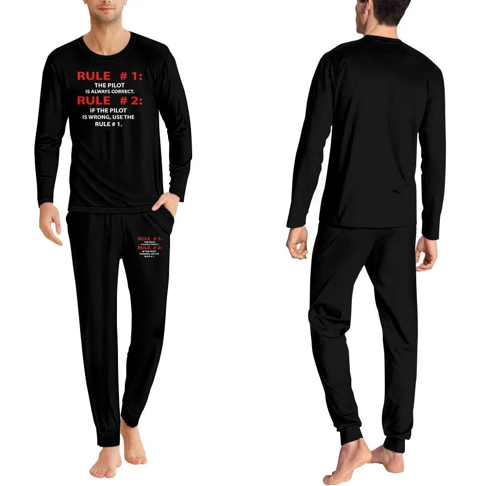 Rule 1 - Pilot is Always Correct men pajamas - Black