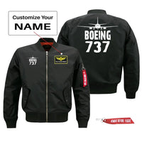 Thumbnail for Boeing 737 Silhouette & Pilot Jackets (Customizable) aviation design printed on comfortable shell with classic fit designed jacket.