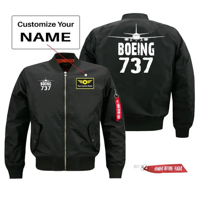 Boeing 737 Silhouette & Pilot Jackets (Customizable) aviation design printed on comfortable shell with classic fit designed jacket.