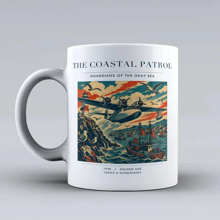 VINTAGE G4035 - The Coastal Patrol - Ceramic Mug design on white