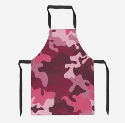 Military Camouflage Red aviation design on durable cotton blend kitchen apron.