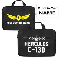 Thumbnail for Military Transport Airplane C 130 Laptop & Tablet aviation design laptop & tablet bag, padded polyester construction.