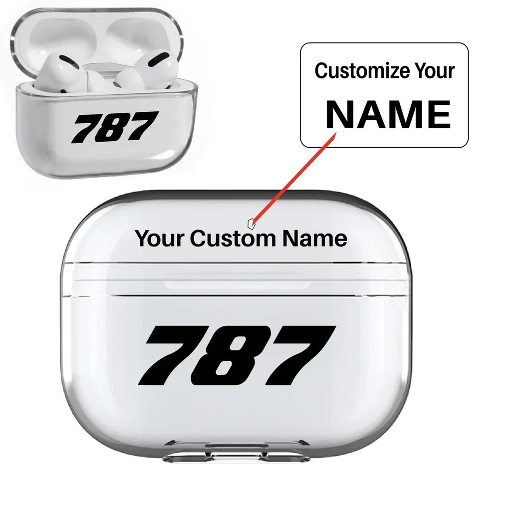 Boeing 787 Flat Text AirPods Pro plastic case - Normal + Name