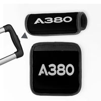 Thumbnail for Airbus A380 Flat Text Neoprene aviation design luggage handle cover, soft silicone construction.