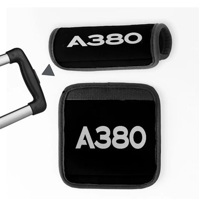 Airbus A380 Flat Text Neoprene aviation design luggage handle cover, soft silicone construction.
