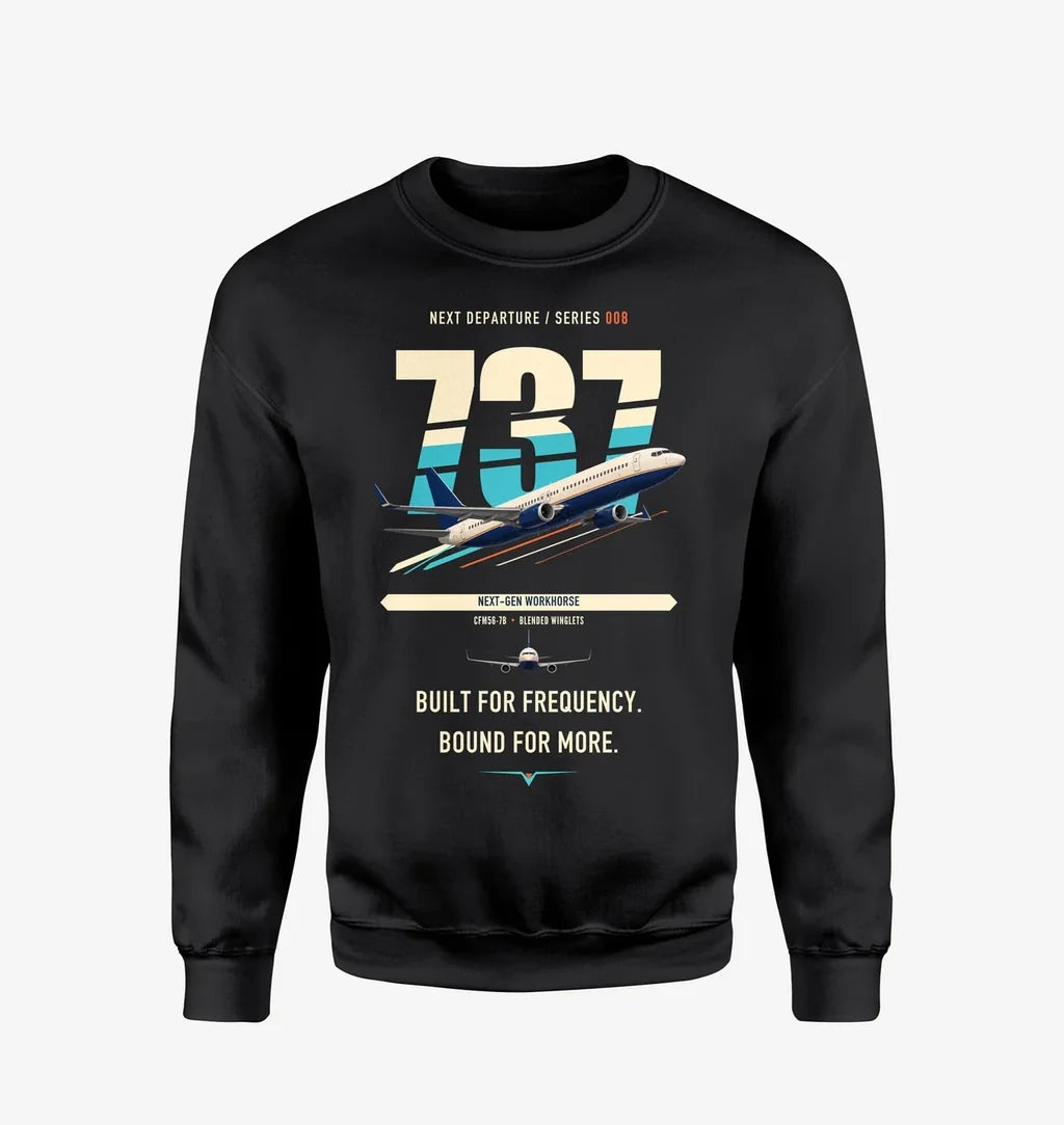 Boeing 737-800 NG design on black sweatshirt