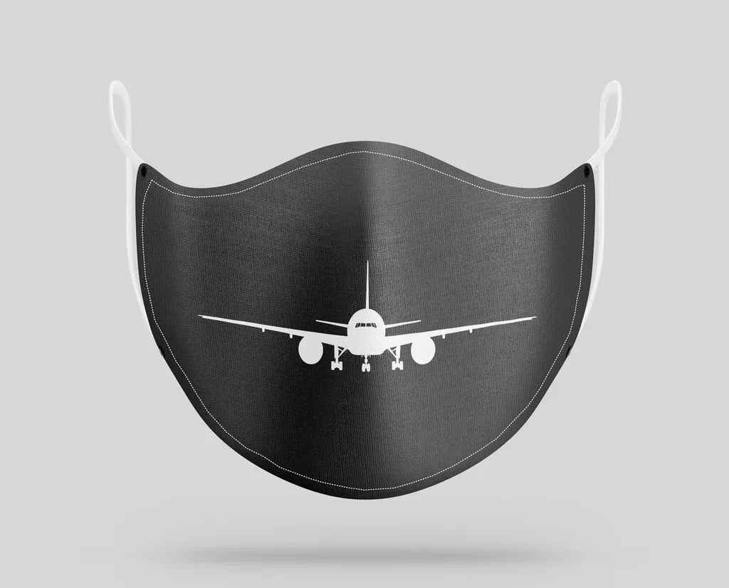 Boeing 777 Silhouette aviation face mask in breathable cotton blend.
