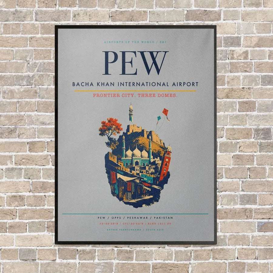 Bacha Khan International Airport PEW - Canvas Framed - Light Gray