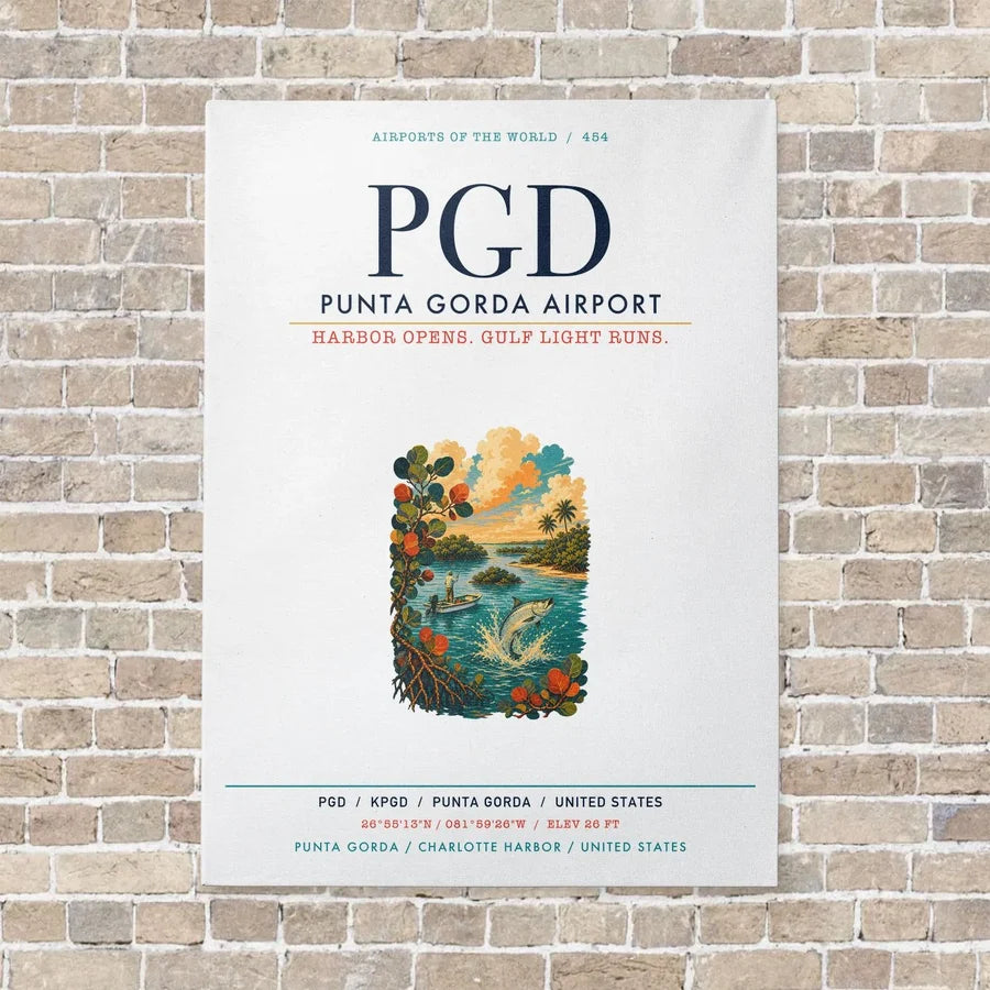 Punta Gorda Airport PGD vertical canvas print - no frame - white background