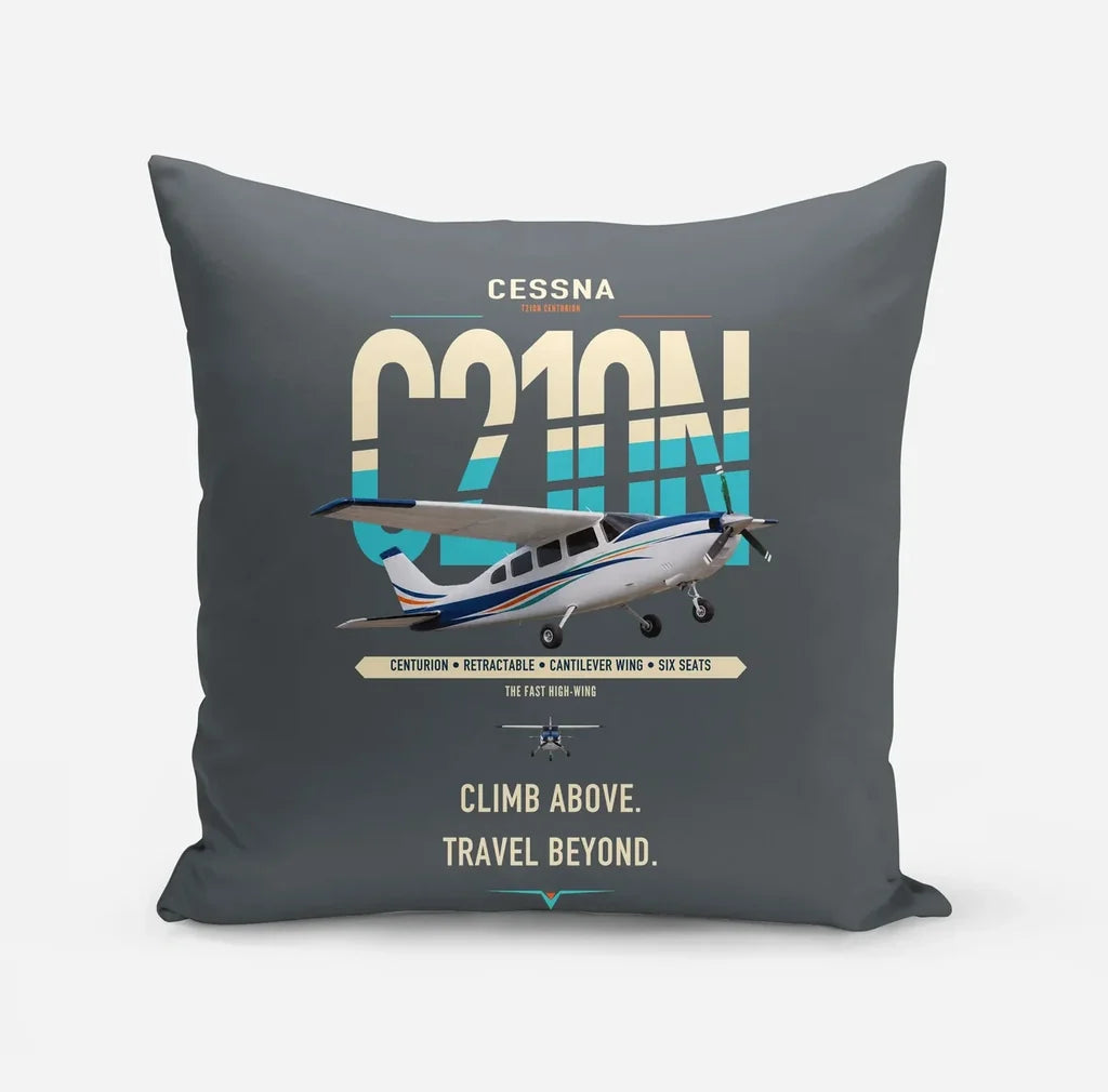 Cessna T210N Centurion design on gray pillow