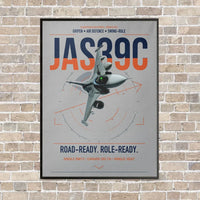 Thumbnail for Saab JAS 39C Gripen vertical canvas print - framed - light gray background