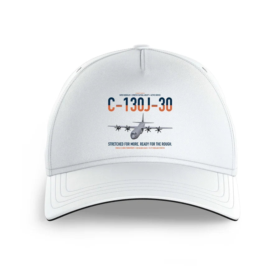 C-130J-30 Super Hercules design on white printed hat
