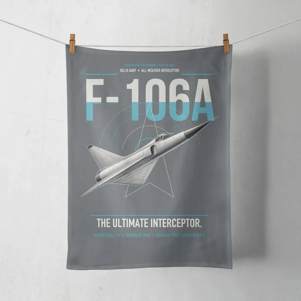 F-106A Delta Dart design on gray towel