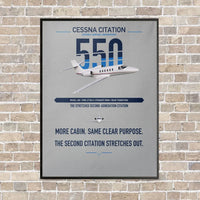 Thumbnail for Cessna Citation 550 - Citation II vertical canvas print - framed - light gray background