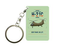 Thumbnail for Piasecki H-21C Shawnee design on light green designed key chain, double-side print