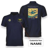 Thumbnail for VINTAGE G4157 - The Wingwalker's Wave - Double-Side Polo T-Shirt design on navyblue+name