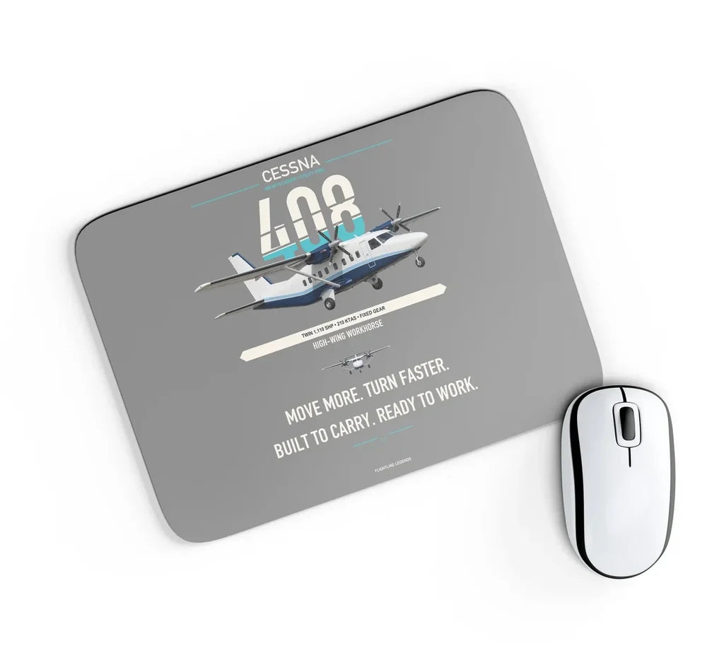 Cessna 408 SkyCourier design on gray rectangle mouse pad