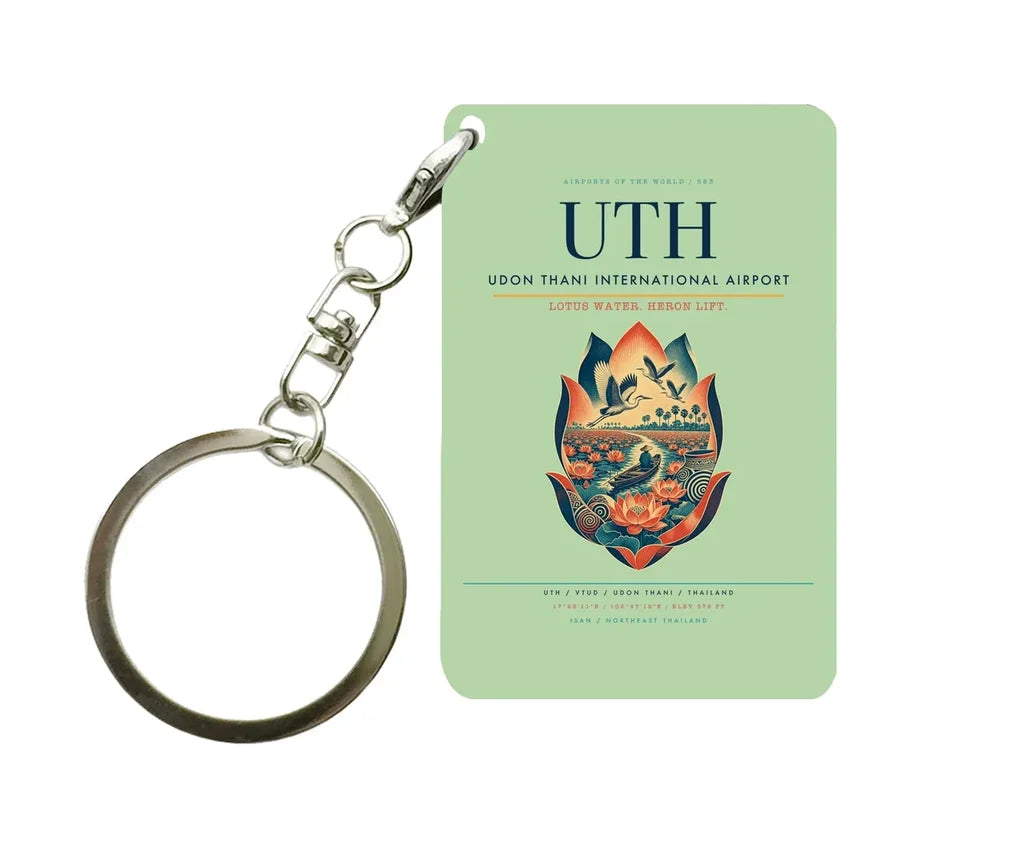 Udon Thani International Airport UTH Key Chain design on light green key chain