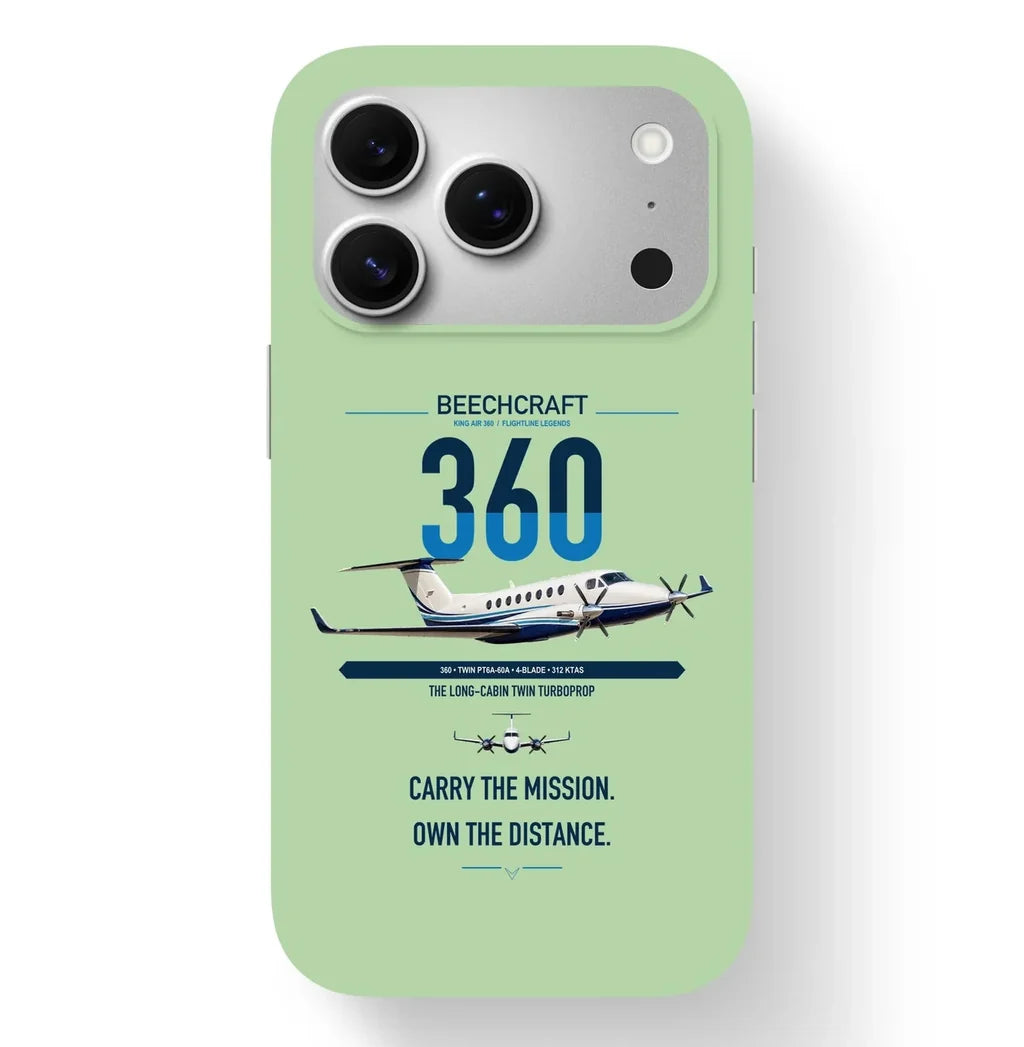 Beechcraft King Air 360 design on light green magsafe iphone case, for iPhone 17 Pro