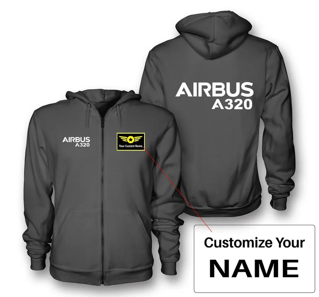 Airbus A320 & Text Designed Zipped Hoodies - view 11