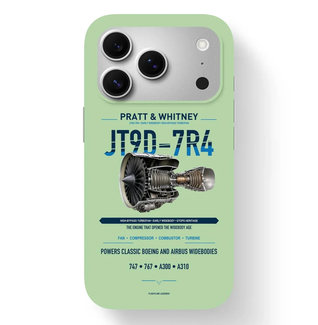 JT9D-7R4 Case design on light green iphone case