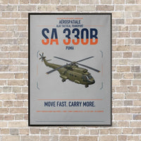 Thumbnail for Aérospatiale SA 330B Puma vertical canvas print - framed - light gray background