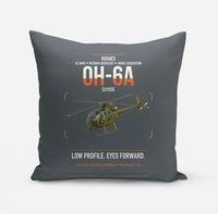 Thumbnail for Hughes OH-6A Cayuse design on gray pillow