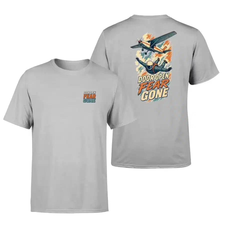 SIGNAL 568 - Door Open Fear Gone - Double-Side T-Shirt design on light gray double side t shirt