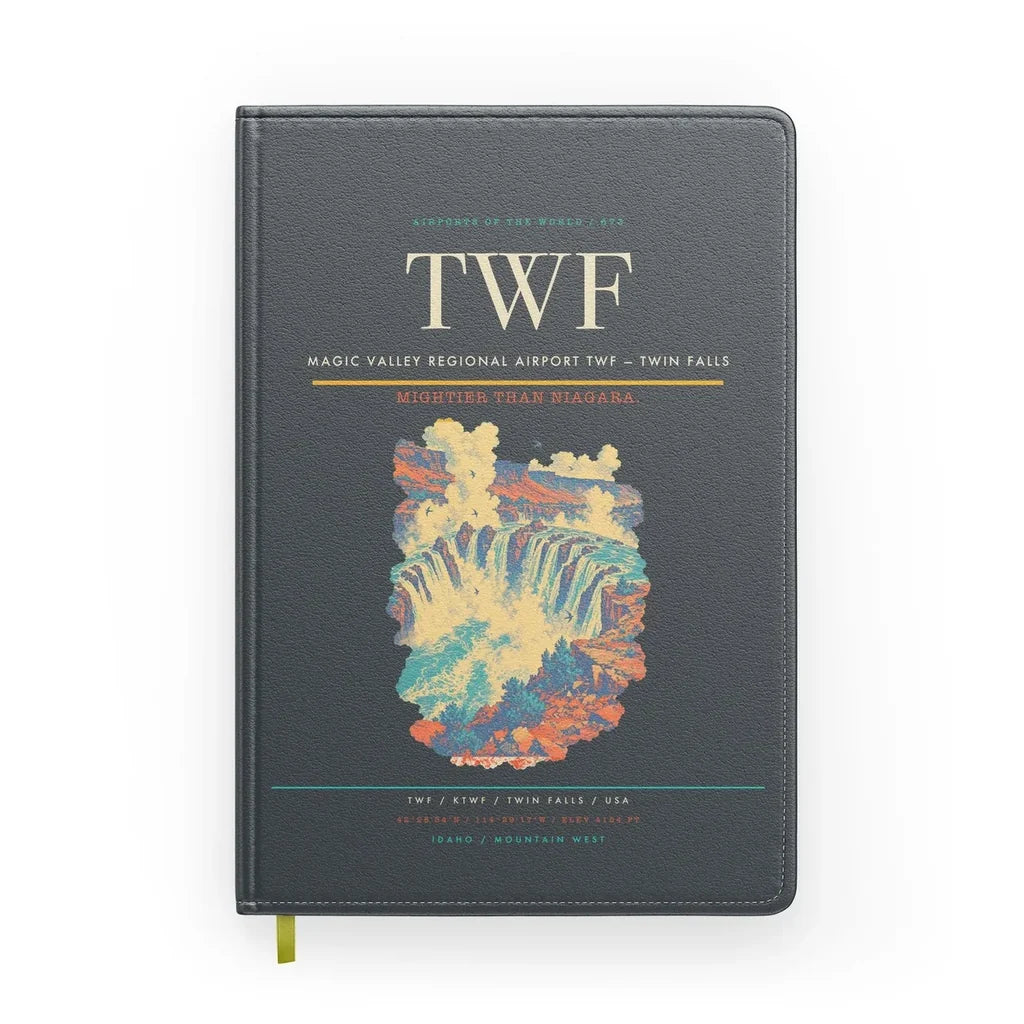 Magic Valley Regional Airport (TWF) design on gray notebook