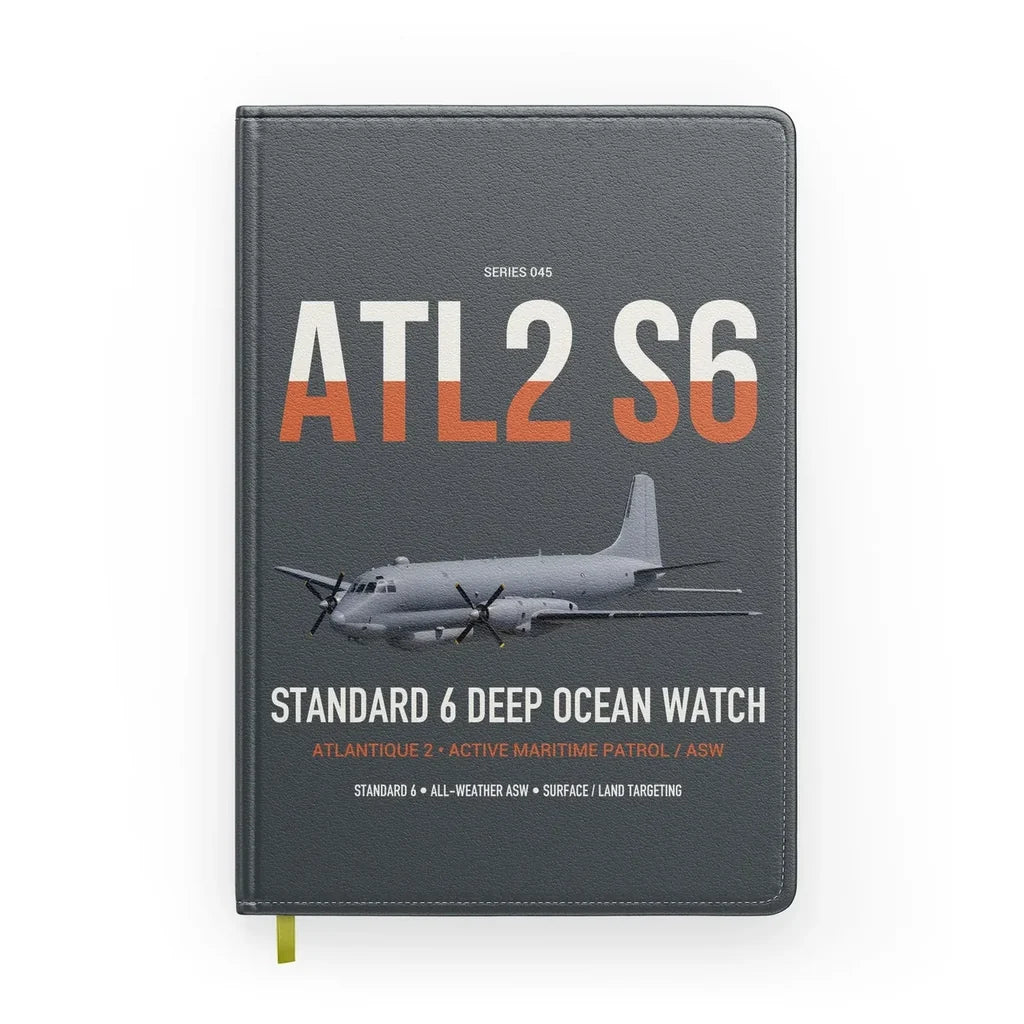 Atlantique 2 Standard 6 design on gray notebook