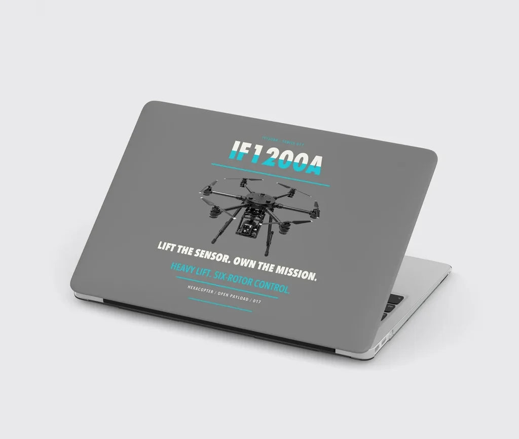 Inspired Flight IF1200A design on gray MacBook case