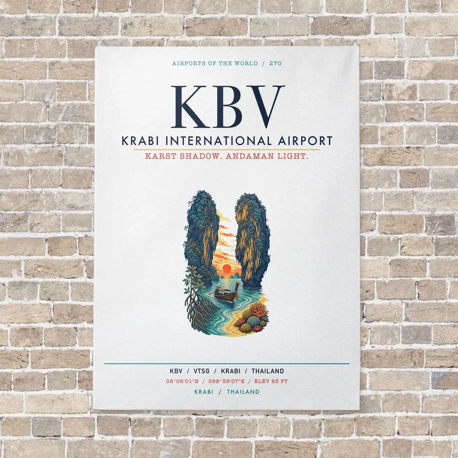 Krabi International Airport KBV vertical canvas print - no frame - white background