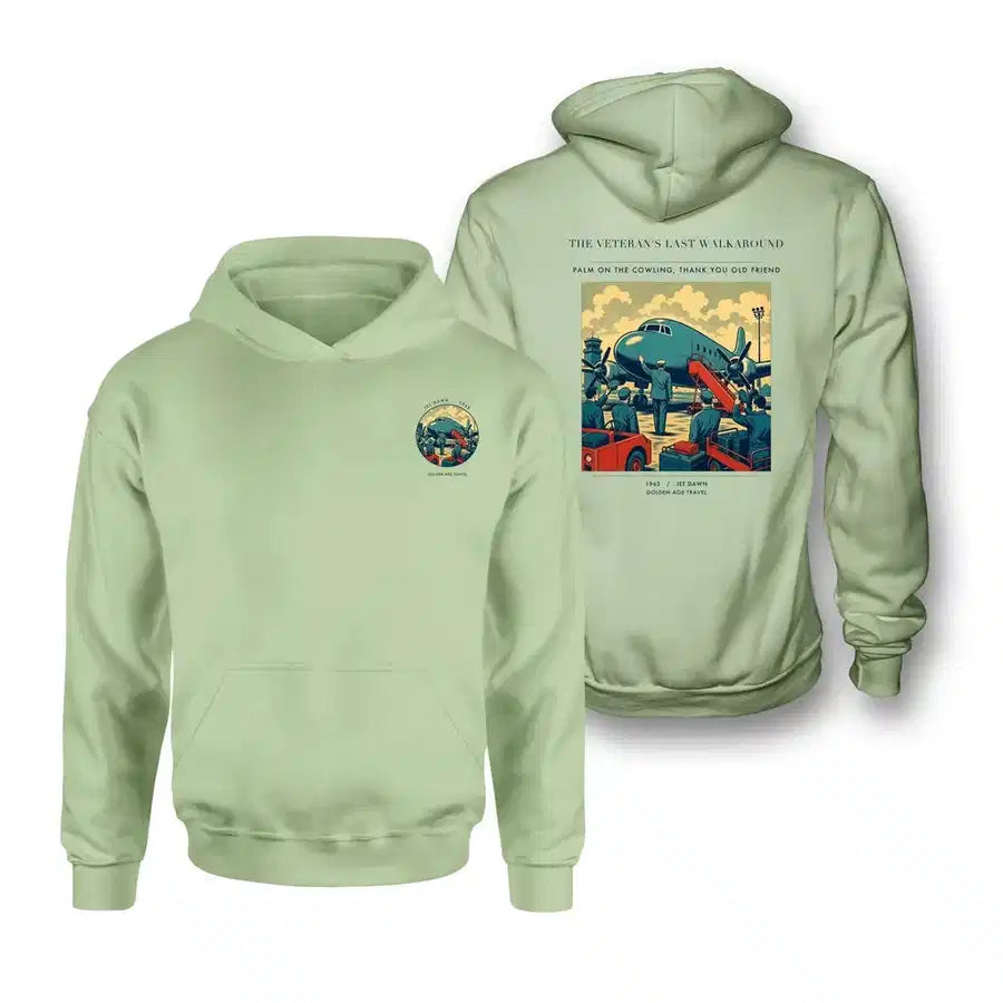 VINTAGE G4453 - The Veteran's Last Walkaround - Double-Side Hoodie design on lightgreen double side