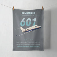 Thumbnail for Bombardier Challenger 601 design on gray towel