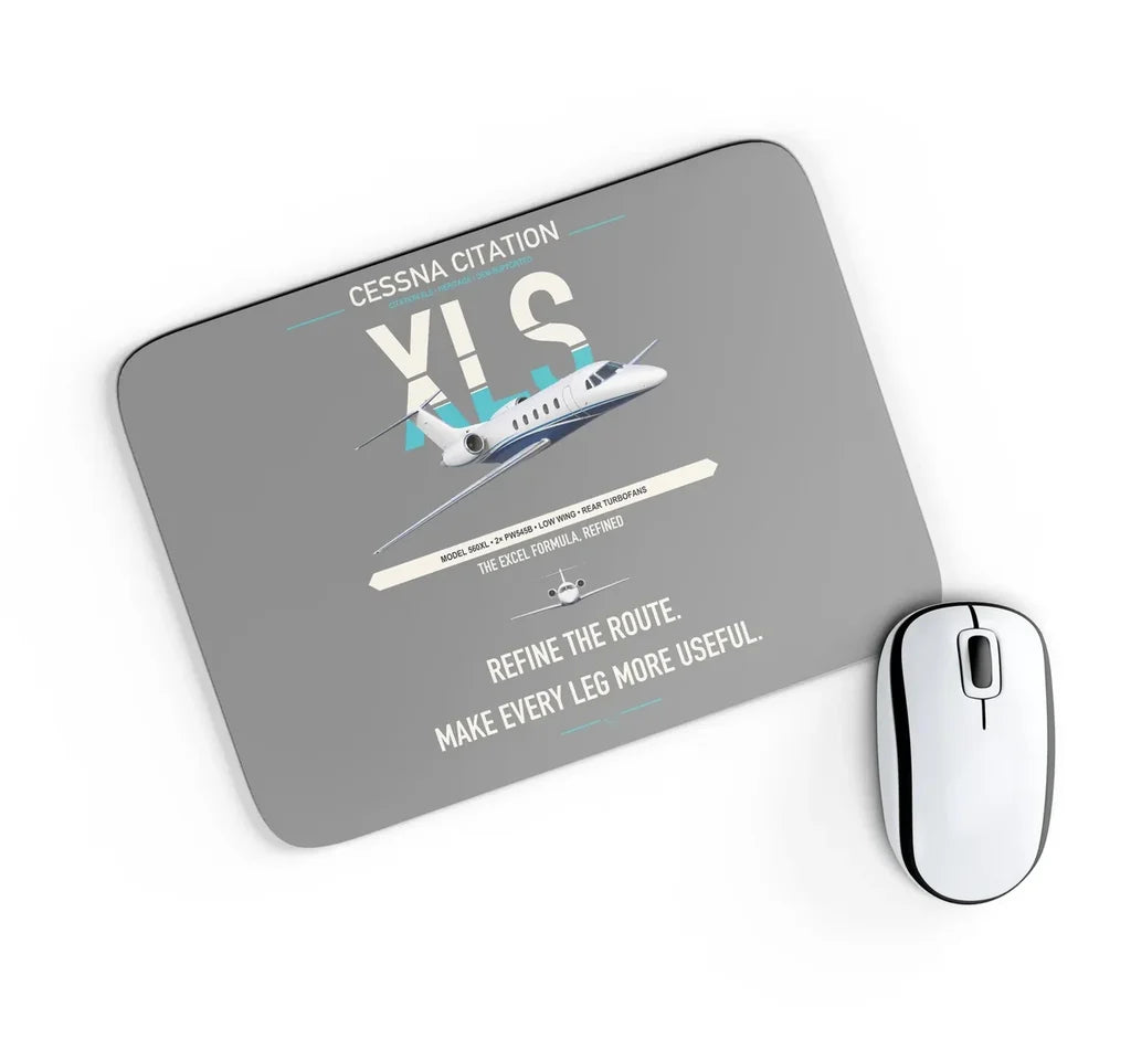Cessna Citation XLS design on gray rectangle mouse pad