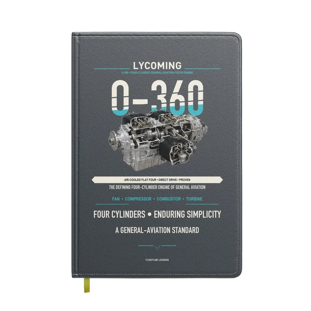O-360 design on gray notebook