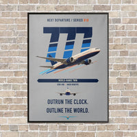 Thumbnail for Boeing 777-200LR vertical canvas print - framed - light gray background