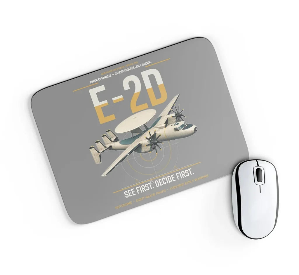 E-2D Advanced Hawkeye design on gray rectangle mouse pad