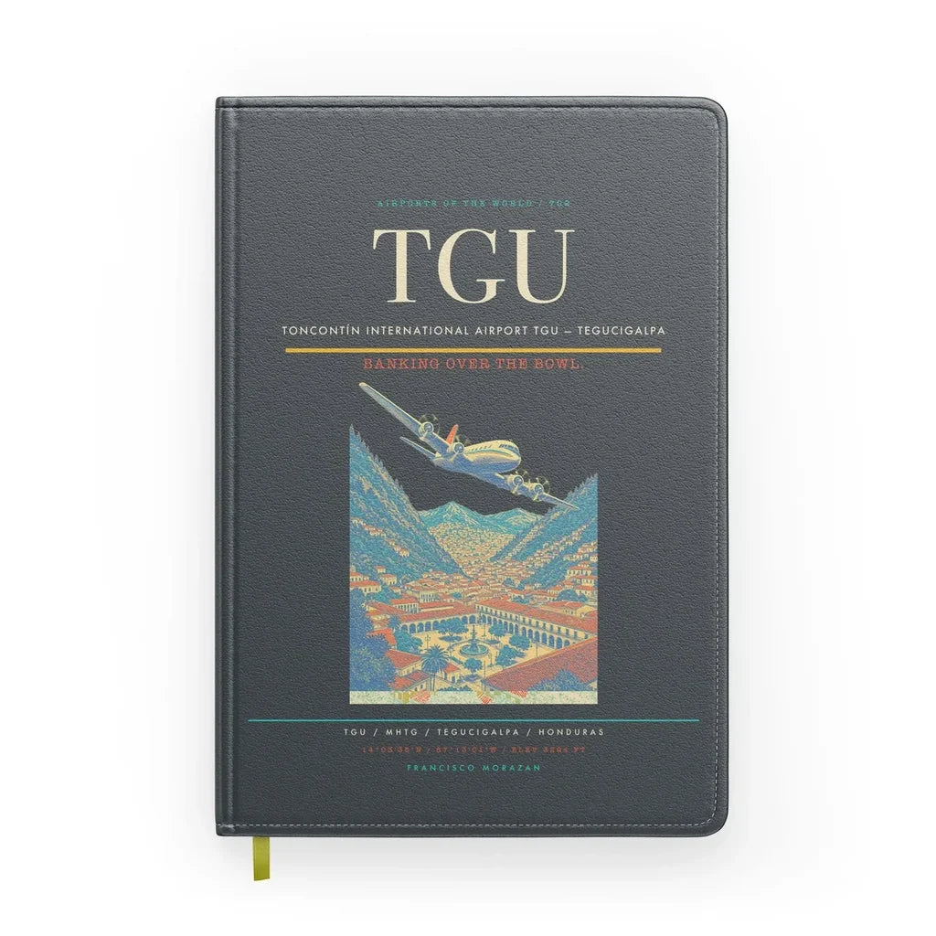 Toncontín International Airport (TGU) design on gray notebook