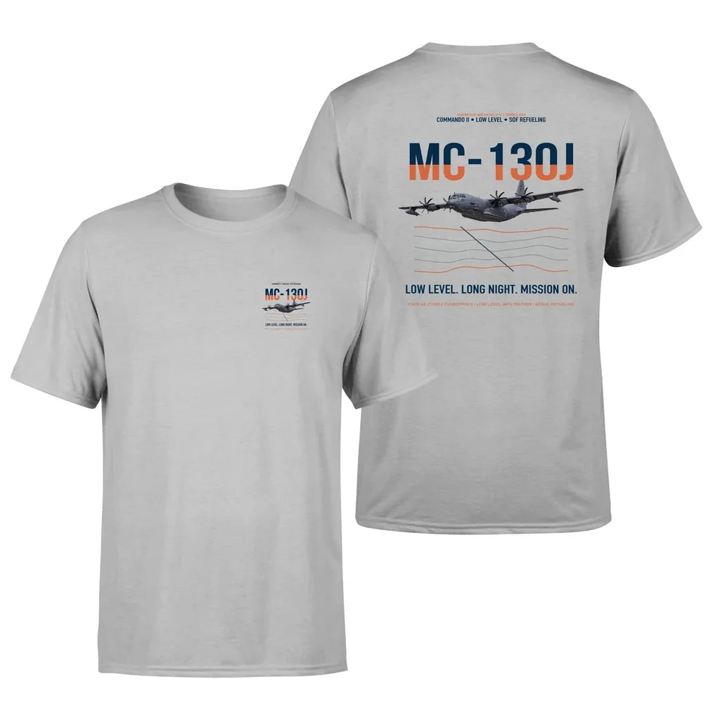 MC-130J COMMANDO II design on light gray double-side t-shirt, double-side print