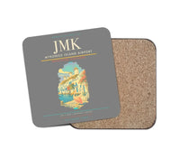 Thumbnail for Mykonos Island Airport (JMK) design on gray 1 piece coaster