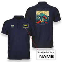 Thumbnail for VINTAGE G4453 - The Veteran's Last Walkaround - Double-Side Polo T-Shirt design on navyblue+name