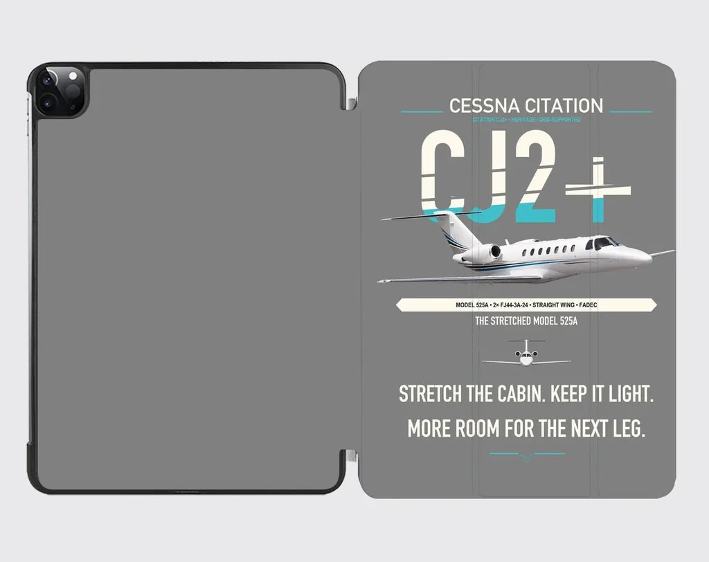 Cessna Citation CJ2+ design on gray ipad tablet case